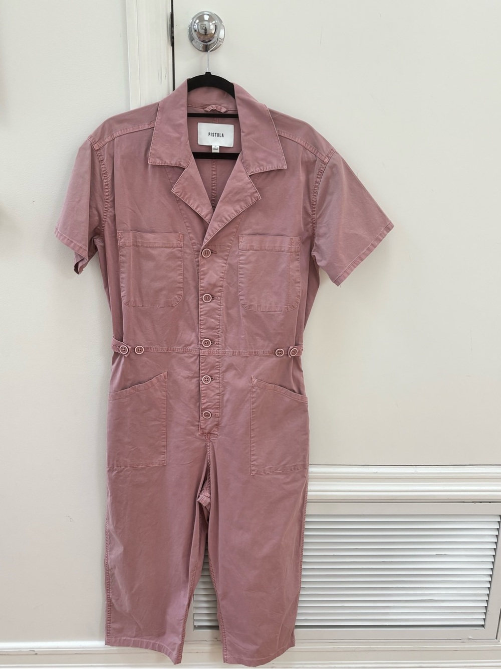 Pistola Women’s Mauve Utility Short Sleeve Jumpsuit size M